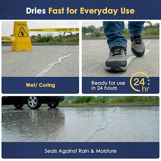 Self-Leveling Concrete Crack Filler – High Elasticity Waterproof Cement Sealant, 17.7oz Fast-Drying DIY Outdoor Concrete Joint Repair Seal Glue for Driveway, Sidewalk, Patio, Garage Floor - 1Pack Gray