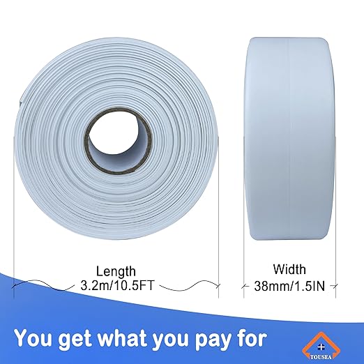 TOUSEA Professional Waterproof Caulk Strip - Self Adhesive White Sealing Tape for Toilet, Tub, Peel and Stick Backsplash Finisher - Renter Friendly, Easy Install