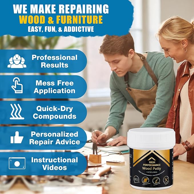Deuvuo Red Oak Wood Filler, High-Performance Red Oak Wood Putty Kit - Quickly Fix Wood Cracks and Blemishes with Wood Hole Filler - Paintable, Stainable, Sandable & Quick Drying - 9.87 Ounce