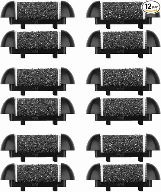 12 Pack Replacement Refill Rollers for Electric Foot File Callus Remover Pedicure Kit Tools Grinding Roller Head for Hard Callus and Tough Dead Skin (12pcs Heavy Coarse)