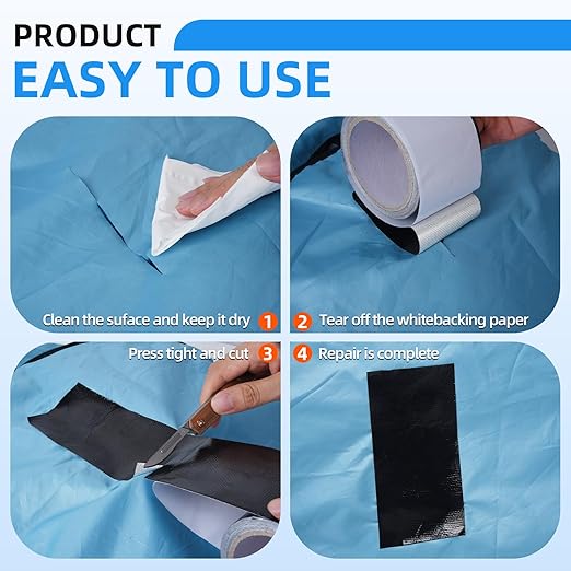 Heavy Duty Repair Tape for Tarp, Waterproof RV Awning, Outdoor Tarp, Canvas, Boat Covers, Sail, Tear Repair Patch Kit (White)