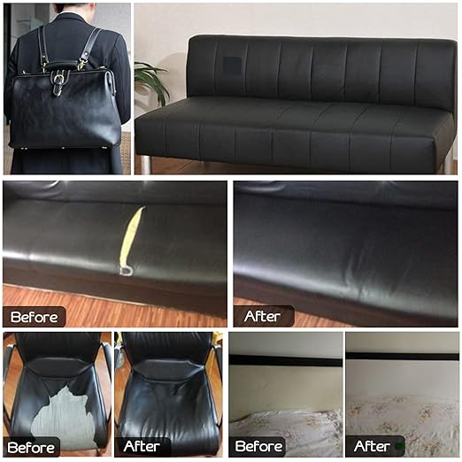 Leather Repair Patch 36x79 inch, Black, Self-Adhesive, Waterproof, Strong Adhesive, Scratch Resistant, Polyurethane, Custom Style, For Furniture, Couch, Chairs, Car Seat