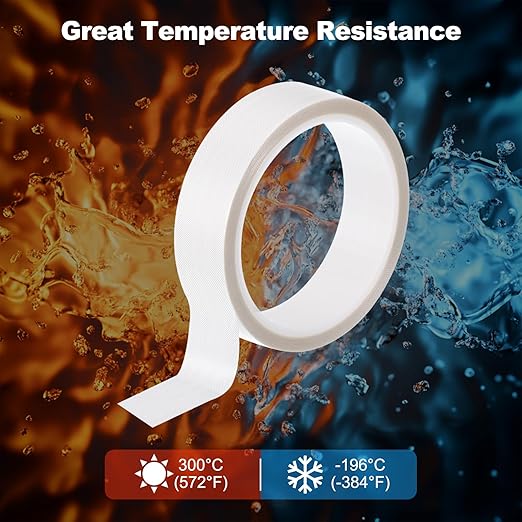 PATIKIL Heat Resistant Tape, 1 Inch x 33 Feet High Temperature Tape PTFE Adhesive High Heat Tape Waterproof for Vacuum Sealer Machine Insulation Protection, White, 0.13mm Thick