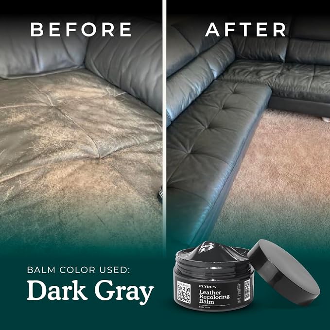 Clyde's™ Leather Company Leather Recoloring Balm – Color Restore & Scratch Repair Kit for Faded Leather Furniture, Car Seats, Sofa & Vinyl | 23 Colors | Non-Toxic Dye