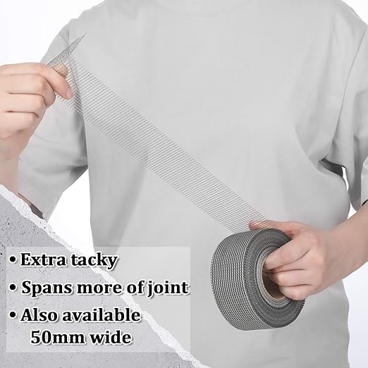 150 ft x 2 Inch Cement Board Joint Tape Self Adhesive Durable Gray Fiberglass Mesh Drywall Mesh Repair Tape for Cement Board Joints Repairing, Sealing and Strengthening