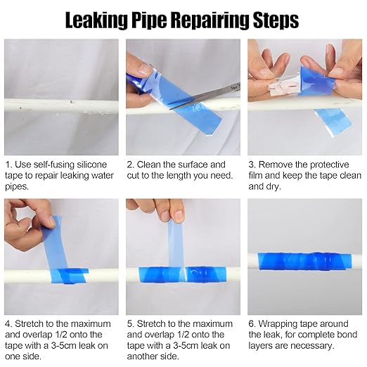 Romeda 1 Inch x 10 FT Self-Fusing Silicone, Thickness 0.5mm Hose Repair Tape, Heavy Duty and Leak Proof Rubber Hose Tape, Pipe for Water - Blue