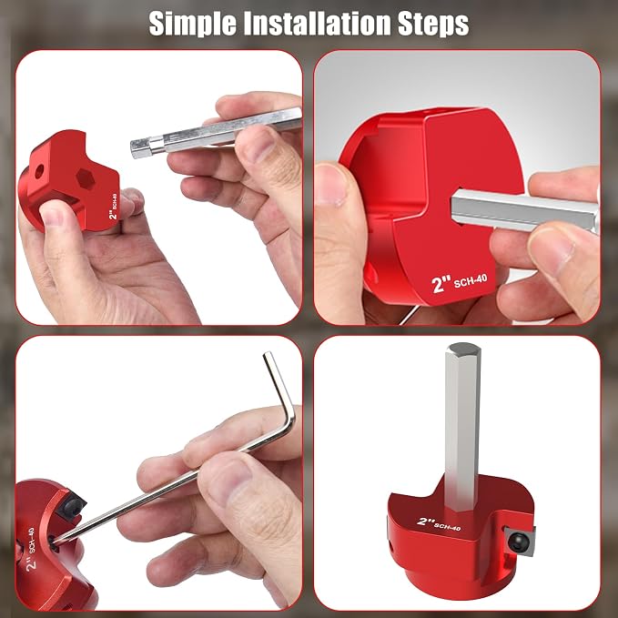 8-Piece PVC Pipe Reamer Kit - Qoobly Plastic Pipe Fitting Reamers for 1/2" Drills, Compatible with SCH40 PVC CPVC ABS Pipes - Reamer Sizes from 1/2" to 4" for Tubs Professional Pipes Repairs DIY Use