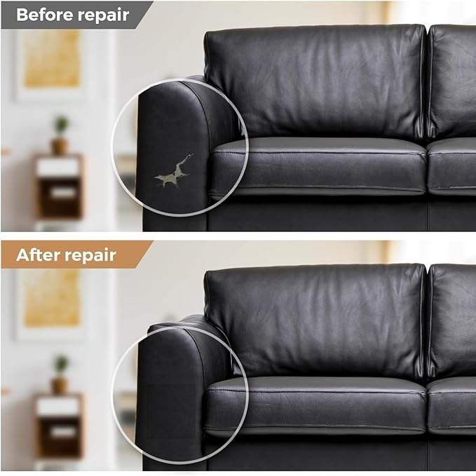 Leather Repair Patch 24x54 Inch, Self Adhesive Leather Repair Tape, Large Vinyl Repair Kit for Sofa Couch Furniture Car Seats, Strong Adhesion Waterproof Scratch Resistant Easy Cut (Black)