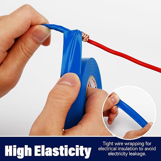 Blue Electrical Tape Waterproof - Professional Grade Insulation Vinyl Electrical Tape Flame Retardant for All Up to 600V Home and Industrial Electrical Repair 3/4 Inch 60 Feet 2 Rolls
