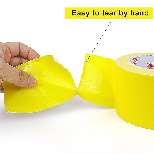 BOMEI PACK Duct Tape Yellow Heavy Duty,9 Mil Thickness,Strong Industrial Strength,Flexible,No Residue,Waterproof and Tear by Hand,Multi-Use for Indoor & Outdoor Repairs (3 Inch x 30 Y)