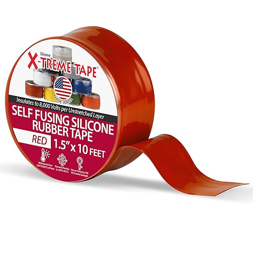MOCAP Self-Fusing Silicone Tape - Heavy Duty Rubber Waterproof Tape for Hose, Plumbing, Electrical, Automotive, Outdoor and Household Repairs - Leak Proof, Insulating - 1-1/2 Inch x 10Ft Roll - Red