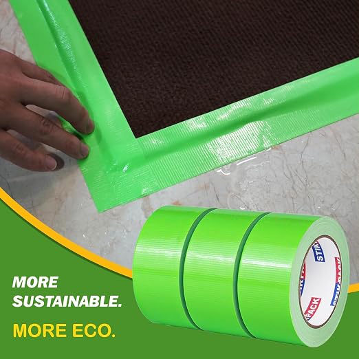 3 Rolls Green Duct Tape, Heavy Duty Strong Industrial Colored Duct Tape 9mil x 2inch x 25yds Flexible, No Residue, Waterproof and Tear by Hand, Multi-Use for Indoor & Outdoor Repairs
