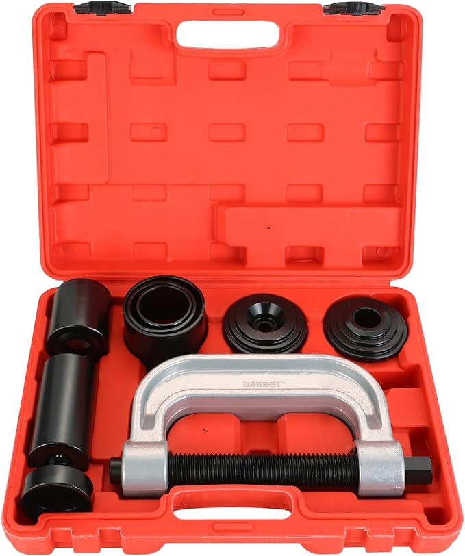 DASBET Ball Joint Removal Tool Kit | Ball Joint Press & U Joint Removal Kit Heavy Duty Ball Joint Press Fits Most 2WD and 4WD Cars Light Trucks 10PCS Ball Joint Service Tool Bushing Press Kit (Red)