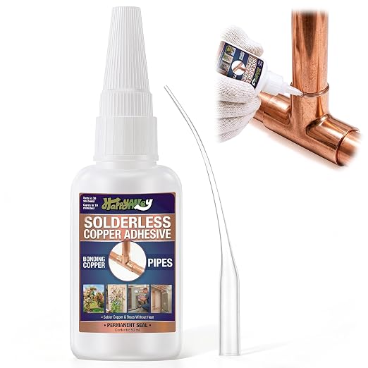 50ml Copper Soldering Kit, No Heat Liquid Solder for Copper Pipe w/Precision Nozzle, Instant Leak Repair Plumbing Solder for Copper&Brass, Up to 500 PSI,-60°F to +300°F,Bonding Solution for Pipe&HVAC