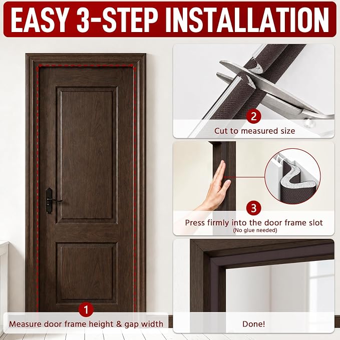 40 Feet Door Weather Stripping, Kerf Weather Stripping for Doors with Groove, Kerf Door Seal for Large Gap and Easy Installation(40, Brown)
