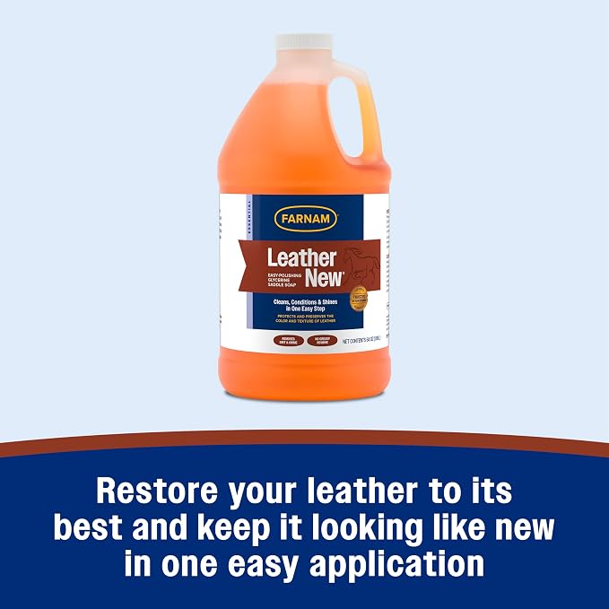 Farnam Leather New Easy-Polishing Glycerine Saddle Soap and Leather Saddle Cleaner, Protects and Preserves Leather, Cleans, Conditions and Polishes, 64 Oz.