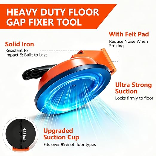 Floor Gap Fixer Suction Tool, Heavy Duty Laminate Flooring Gaps Repair Kit, Adjustable Leveling Setter with 10 Sticky Pads & 1 Rubber Mallet for Hardwood, Vinyl Plank, LVP & Tile Flooring Installation