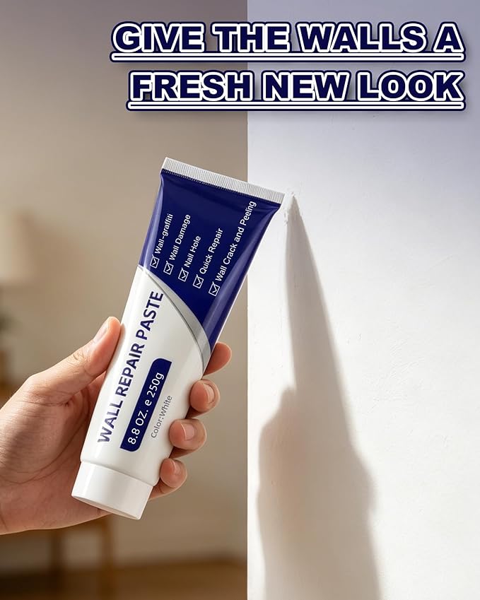 Efficient Drywall Repair Kit with Scraper,Wall Repair Paste Tube,Quick-Drying Wall Mending Agent, Wall Repair Paste,Multi-Functional Patch Paste for Wall Crack/Nail Hole/Graffiti,Wall Surface(1pack)