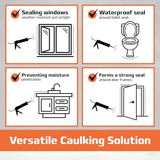 DCP Donseal NS196 Silicone Caulk Sealant 1 Pack – 100% Silicone Tube for Bathroom, Kitchen, Outdoor, Bathtub and Window Seal, 10.1 fl oz – Clear