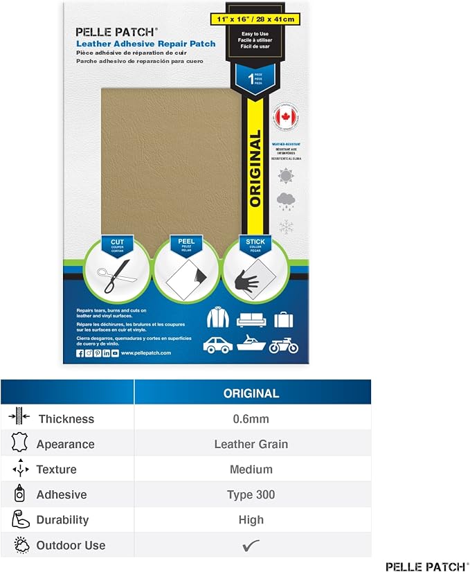 Leather Couch Repair Kit - 25 Colors Available - Original 11x16 - Light Yellow