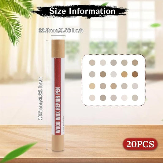 Wood Filler Sticks 20 Colors Repair Wax Sticks Kit Furniture Touch Up Crayons for Repairing Scratches Holes Cracks Wood Floor Tables Cabinets Doors Hardwood(Light Color Series)