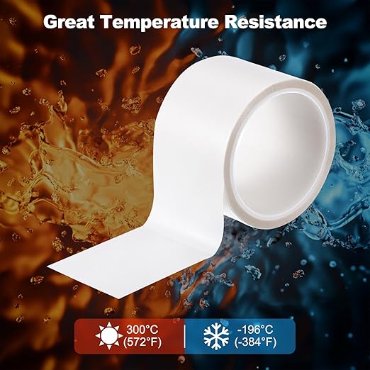 PATIKIL Heat Resistant Tape, 2.6 Inch x 33 Feet High Temperature Tape PTFE Adhesive High Heat Tape Waterproof for Vacuum Sealer Machine Insulation Protection, White, 0.13mm Thick