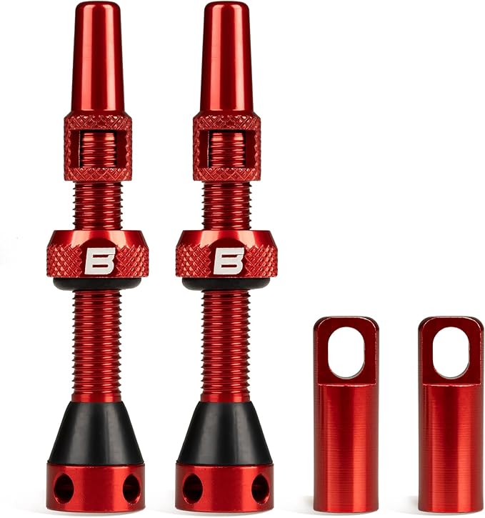 BWSHLF Tubeless Presta Valve Stem 40/44/55/60/65/80/100 mm, Super Light Alloy Presta Valve Stem Kit with Valve Core Remover Tool and Valve Stem Caps - Multiple Color and Size Options(Pair)