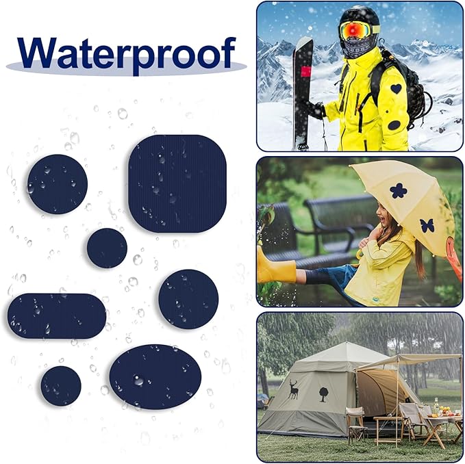 Self-Adhesive Nylon Patches Tent Repair Kit – Outdoor Gear Tenacious Repair Tape, Waterproof Fabric Patches for Clothes, Tent, Down Jacket, Backpack (45pcs, Navy