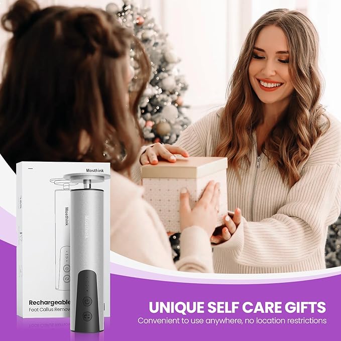 Electric Foot Callus Remover, 2 in 1 | 6 Speed Adjustable Foot File Nail Grinder with Sandpaper Disks, Professional Sander Pedicure Tool for Feet Dead Skin, Self Care Gifts for Women Mom Lover Friends