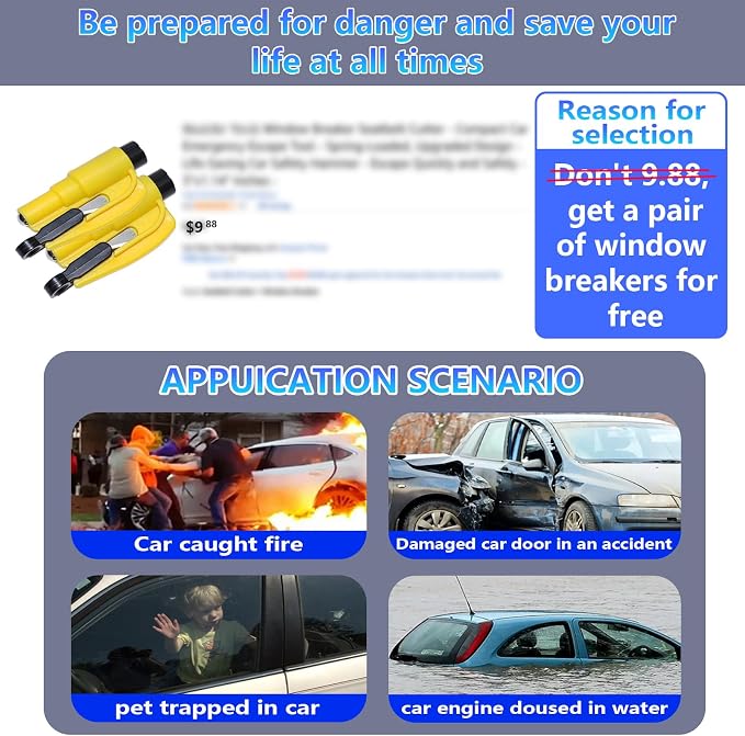 【Compatible with Toyota Highlander】 Seat Gap Filler,No Drop Seat Guard Compatible with Toyota Highlander.Drop Seat Guards for Cars(2Pcs),Emergency Keychain Car Escape Tool(2Pcs)