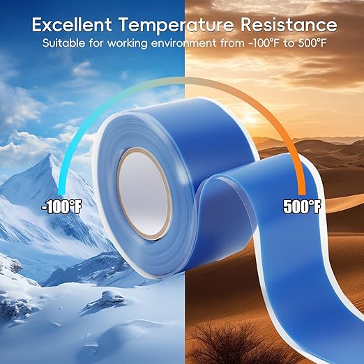 2-Pack Blue Silicone Tape (20 Ft Total) - Flexible Grip Tape for Sport Rackets & Fishing Rods - Leak Seal Repair for Irrigation Pipes - Easy-Peel Liner, 1 Inch x 10 Feet