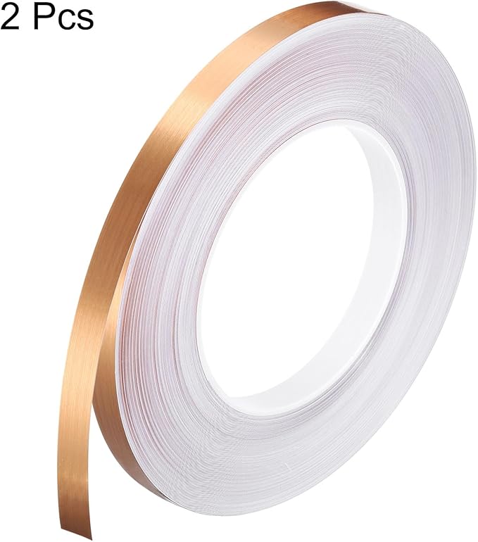HARFINGTON 2Pcs Floor Tiles Rose Gold Foil Lines Metallic Mirror Tape 0.39" x164 Ft Self Adhesive Decor Floor Wall Seam Sticker Waterproof Gap Sealing Tape for Kitchen Bathroom Cabinet