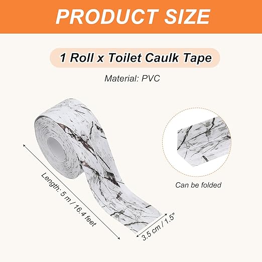 PATIKIL Caulk Tape Waterproof Self Adhesive, PVC Toilet Caulking Sealant Strip Bathtub Caulk Sealing Strip Tape for Bathroom Kitchen Countertop, Ink Stone Pattern (1.5 Inch x 16.4 Ft)