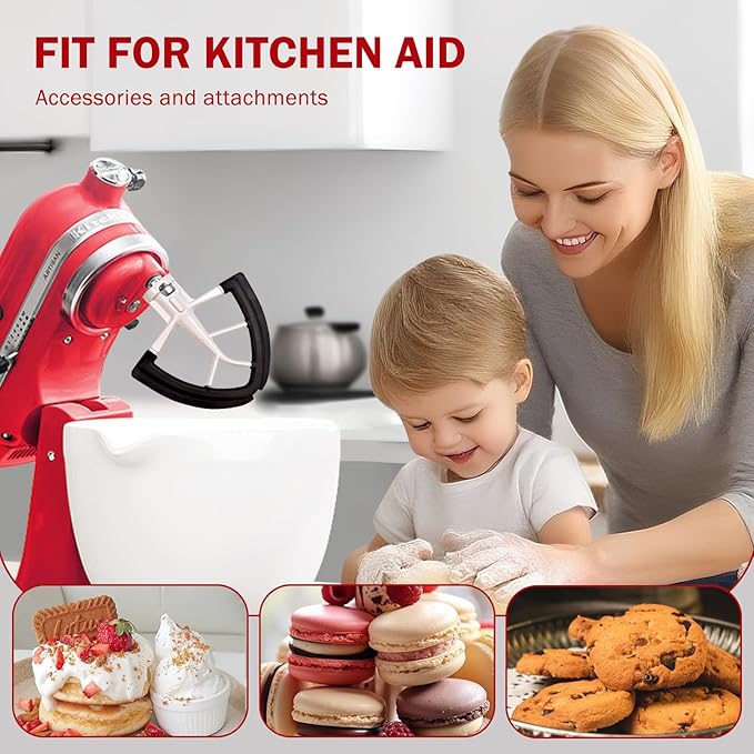 Flex Edge Beater for Kitchenaid 4.5/5 Qt Tilt-Head Mixer – Flexible Silicone Edge Paddle, Auto-Scrape Bowl Scraper, Dishwasher Safe– For Kitchenaid Accessories and Attachments (Black)