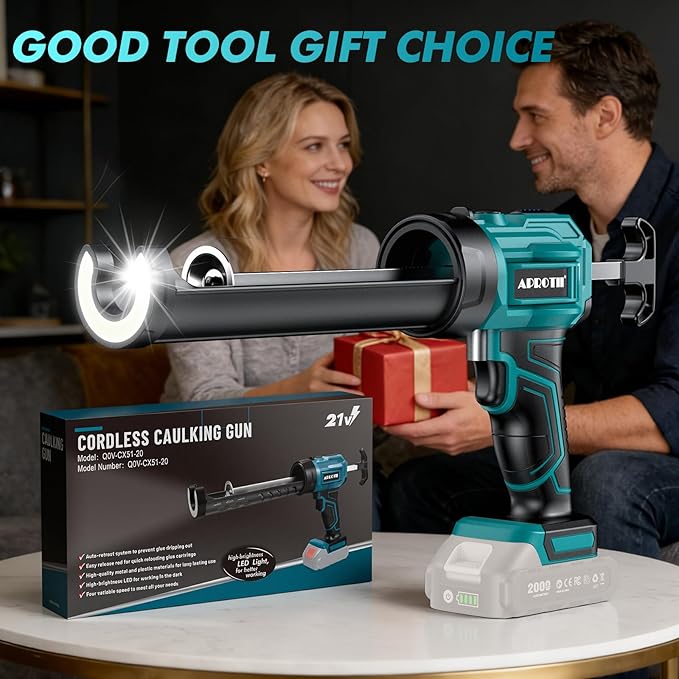 Electric Caulking Gun Compatible with Makita Battery, Cordless Caulk Gun w/ 4 Adjustable Speeds, LED Light, Drip-Free Adhesive 10OZ Caulk Gun for Filling, Sealing (No Battery) (10 oz)