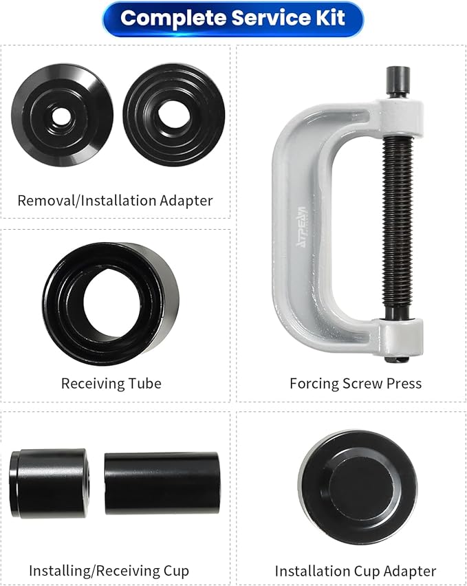 ATPEAM Ball Joint Service Tool | Heavy Duty Ball Joint Press & U Joint Removal Tool Kit with 4wd Adapters, for Most 2WD and 4WD Cars and Light Trucks