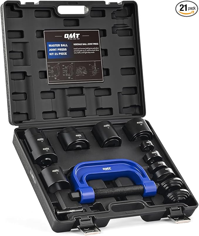 Orion Motor Tech Ball Joint Press Kit, 21pc Master Ball Joint Removal Tool, Upper and Lower Ball Joint Remover with C Frame, Heavy Duty Brake Anchor Pin U Joint Ball Joint Press Tool for 2WD 4WD Cars