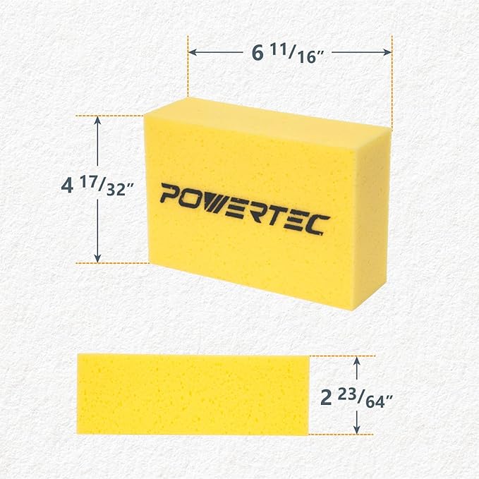 POWERTEC Large Square Grout Sponge – Professional Tile Grout Removal Cleaning Sponge – Heavy-Duty Absorbent Sponge, Multi-Purpose Cleaning Tool for Floors, Kitchen, and Bathroom – 20PK (72106-P5)