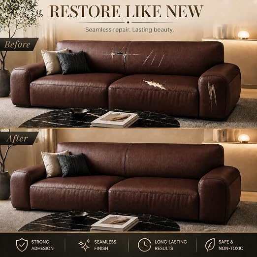 Self Adhesive Leather Repair Patch 24x54 Inch Sofa Car Seat Strong Adhesive | YAWQIRV Strong Self Adhesive Patch, Leather Repair Kit and Vinyl Repair Kit, Waterproof Scratch Fix, Durable, Reddish Brown