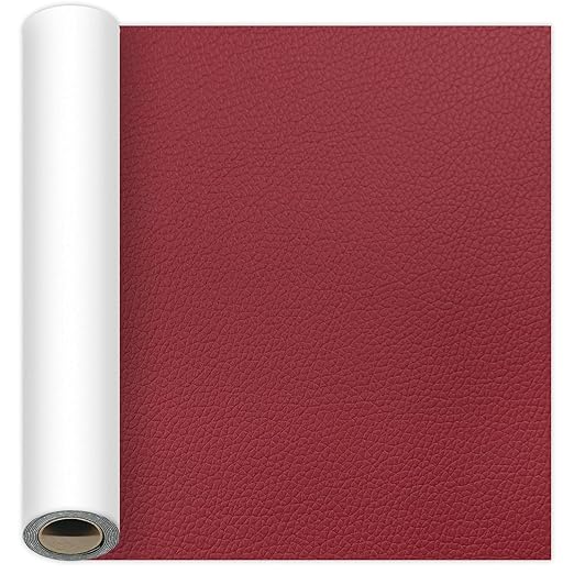 Self-Adhesive Leather Repair Tape Kit, 15.7×47 Inch Wine Red Large Leather Patches for Furniture, Leather Couch Patch Peel and Stick for Sofas, Office Chairs, Car Seats