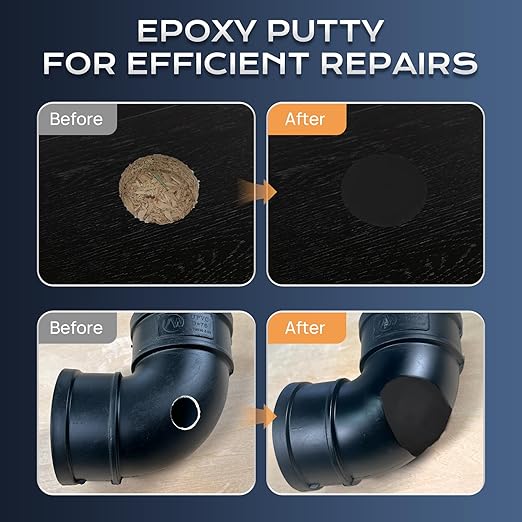 Boncart Epoxy Putty, 200g Fast Repair AB Epoxy Putty, High-Strength Two-Part Filler for Metal, Wood, Tile, Ceramics, Multi-Purpose Sculpt Clay for Bonding, Repairing, Sculpting (Black)