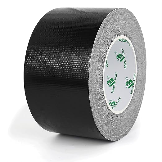 BOMEI PACK Duct Tape Heavy Duty - Black Tape Duct 3 Inches x 50 Yards, 9.06 mil, Strong, Flexible, No Residue, All-Weather and Tear by Hand - for Repairs, Industrial, Professional Use