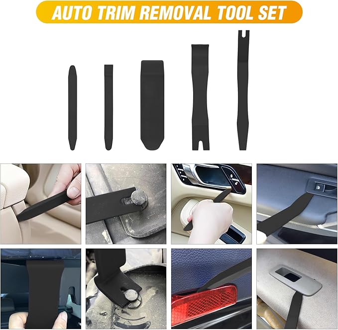 GOOACC 6PCS Auto Trim Removal Tool Kit No-Scratch Tool Kit for Car Audio Dash Panel Window Molding Fastener Remover Tool Kit-Black