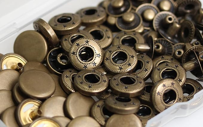 BetterJonny 24 Sets Heavy Duty Leather Snap Fasteners Kit, 15mm Metal Snap Buttons Press Studs Leather Rivets Snaps with 4 Setter Tools for Clothes Bracelet Jackets Jeans, 4 Color