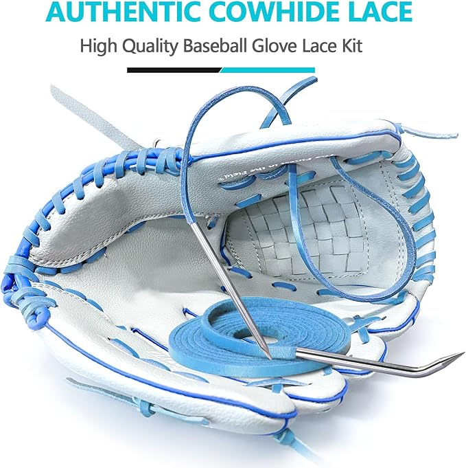 Baseball Glove Lace, Mitt Lace Repair Kit Softball 2 Leather Laces and 2 Lacing Needles for Catcher's Glove