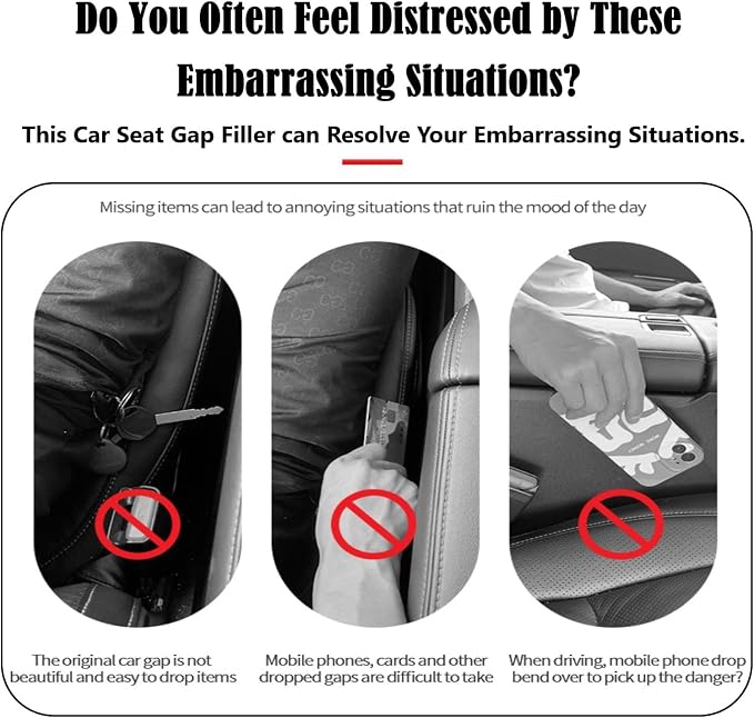 Car Seat Gap Filler 2 Pack, Universal Organizer for Car SUV Truck to Fill The Space Between Seat and Console, Car Seat Blocker and Catcher Prevent Things from Dropping, Easy to Install (Grey)