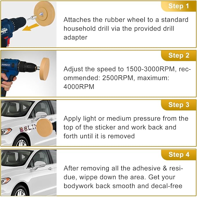 2 Pack 3.5 inch Eraser Wheel Decal Remover Eraser Wheel Adhesive Remover with Adapter Rubber Eraser Wheel for Drill Removes Car Decal Vinyl Tape Graphics Pinstripe Sticker Remover