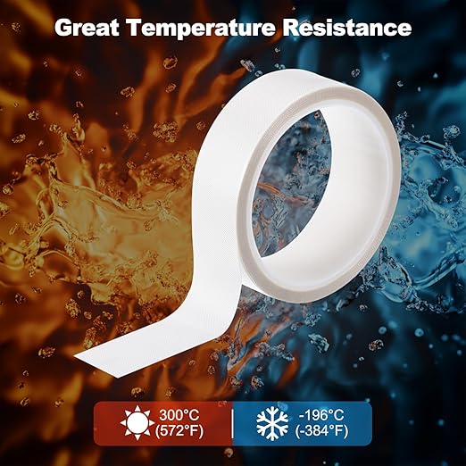 PATIKIL Heat Resistant Tape, 1.2 Inch x 33 Feet High Temperature Tape PTFE Adhesive High Heat Tape Waterproof for Vacuum Sealer Machine Insulation Protection, White, 0.13mm Thick