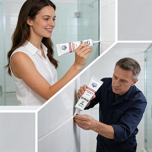 2 Pack White Silicone Caulk – Tub Caulk Waterproof Sealant, Paintable Bathtub Caulk for Bathroom Shower, 5.3 oz Each with Applicator Tools, Bathtub Silicone Caulk for Sink Toilet and Kitchen