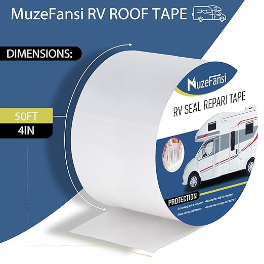 RV Sealant Tape 4 Inch X 50 Foot 2Pack, UV & Weatherproof White RV Roof Tape, Waterproof Tape Sealant Roofing Tape for Camper Truck Stop Roof Window Boat Sealing Leaks Repair